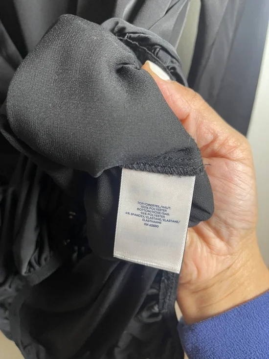 Lands' End Black Satin Surplice Bodysuit Top Size: 12 - Picture 14 of 14